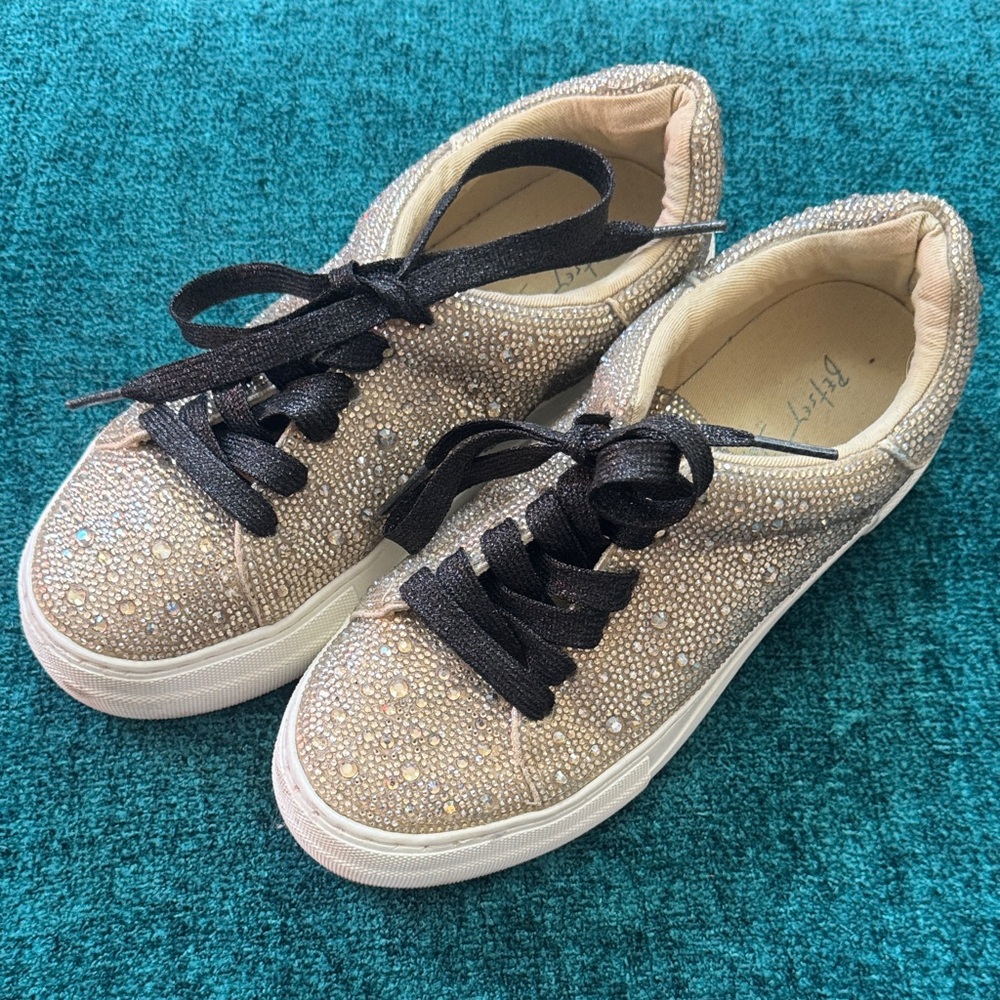 Betsey Johnson Gold and Black Sneakers